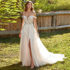 Modern Spaghetti Straps Wedding Dress A-Line New 2023 Civil Bride Bride A-Line Tulle Sweep Train Vestidos De Novia by payinti