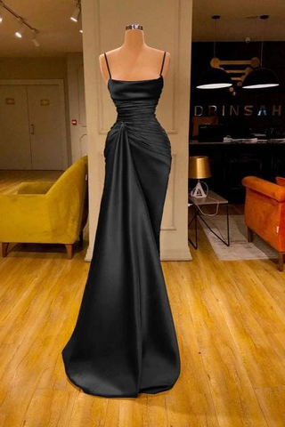 Charming Burgundy Spaghetti Straps Pleated Mermaid Prom Dress Long Evening 6868