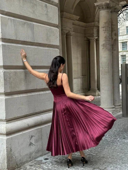 Vintage A Line Straps Burgundy Satin Long Prom Dress Evening Dress Y7994 by simplepromdress
