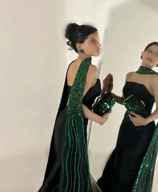 Fashion Black Satin Strapless Evening Dress Formal Party Gown Y8174 by simplepromdress