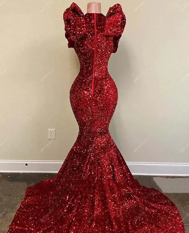 Mermaid Red Sequins Long Prom Dress Charming Evening Dress Y536 by simplepromdress