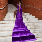 Purple Velvet Evening Dress,Sexy Formal Gown For Black Girls Y1835 by simplepromdress