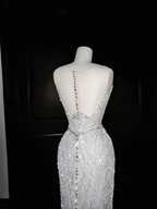 Glitter White Tulle Beaded Mermaid Prom Dress Long Evening Dress Wedding Dress Y8666 by simplepromdress