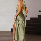 Sexy Olive Green Backless Evening Dress Olive Green Gala Dress Y7400 by simplepromdress
