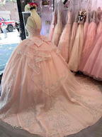 Charming Pink Applique Tulle Ball Gown,Pink Sweet 16 Dress Y5881 by simplepromdress