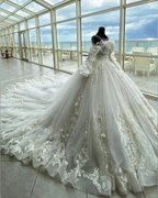 Luxurious White Wedding Dress With Trail,White Bridal Dress Y6769 by simplepromdress