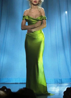 Green Off The Shoulder Satin Evening Dress Long Mermaid Prom Dress Y8110 by simplepromdress