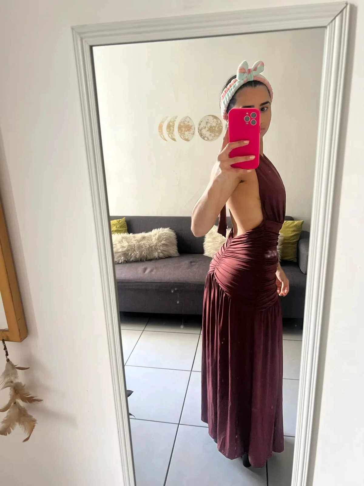 Sexy Halter Backless Brown A Line Slit Prom Dress Deep V Evening Dress Y8481 by simplepromdress