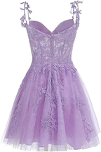 Purple Floral Tulle Short Homecoming Dress with Lace Rhinestones Appliques Y857 by simplepromdress