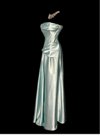 Elegant Sage Green Strapless Satin Long Prom Dress Evening Dress Y8561 by simplepromdress