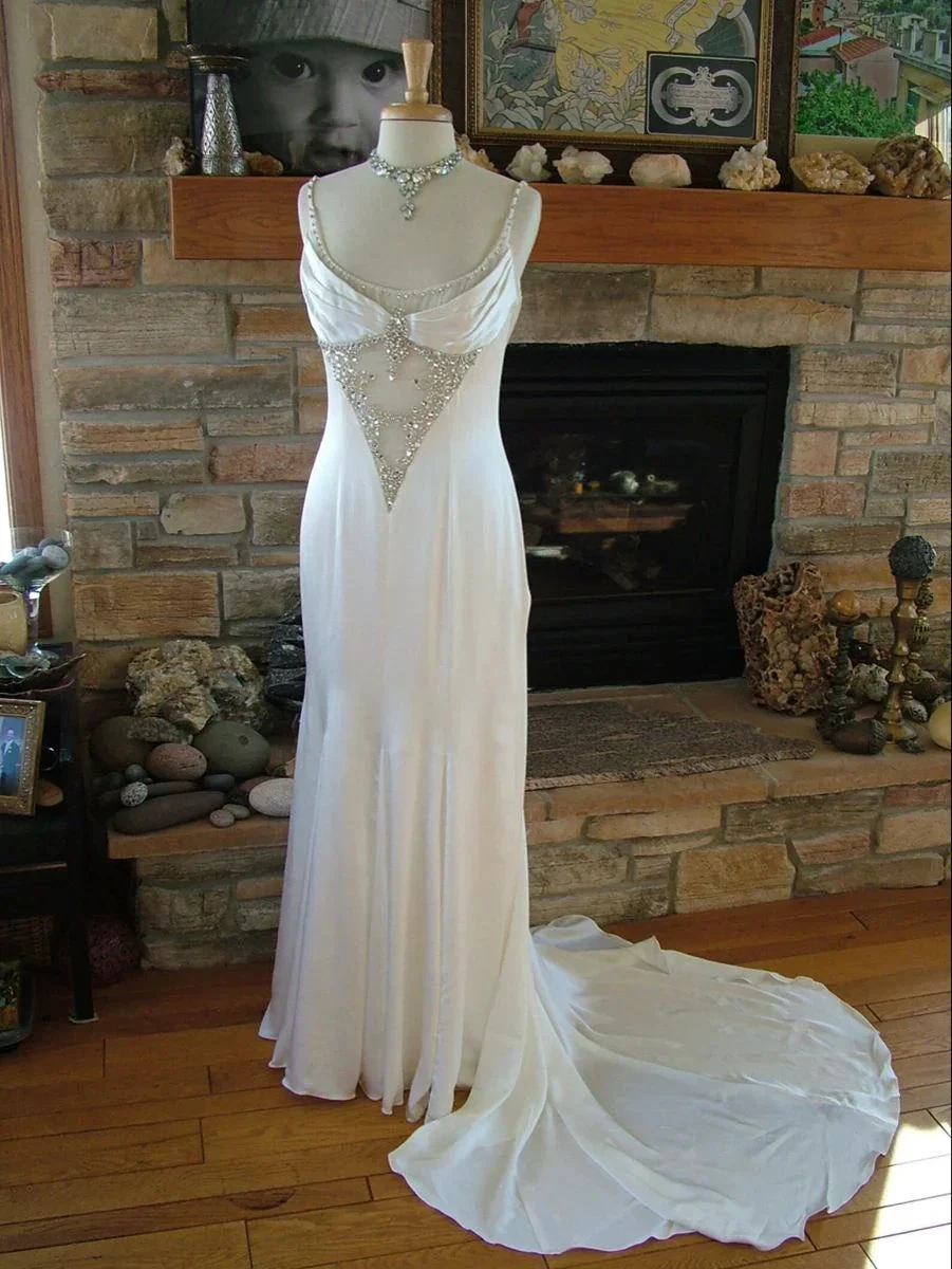 Sparkle White Long Wedding Dress,Wedding Guest Dress Y4399 by simplepromdress
