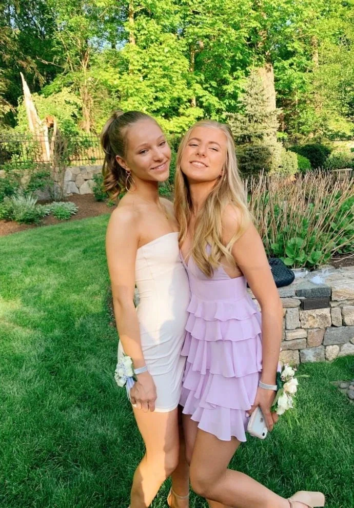 Cute A-line Purple Tiered Homecoming Dress Purple Party Dress Y2536 by simplepromdress