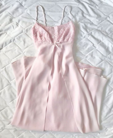 Pretty A Line Spaghetti Straps Pink Chiffon Prom Dress Evening Gowns With Lace Y8285