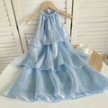 Simple Blue Organza Halter Layered Mini Prom Dress Homecoming Dress Y8089 by simplepromdress