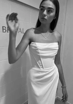 Classy White Strapless Slit Mermaid Evening Dress Long Prom Dress Y8417 by simplepromdress