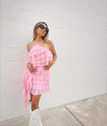 Pink Layered Homecoming Dress Pink Party Dress Y2295 by simplepromdress