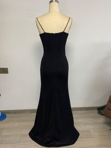 Black Long Prom Dresses Strapless Mermaid Evening Dresses Sparkle Tight Prom Dresses S7919