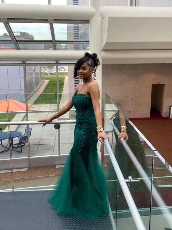 Stunning Green Mermaid Evening Dress With Appliques Y5930 by simplepromdress