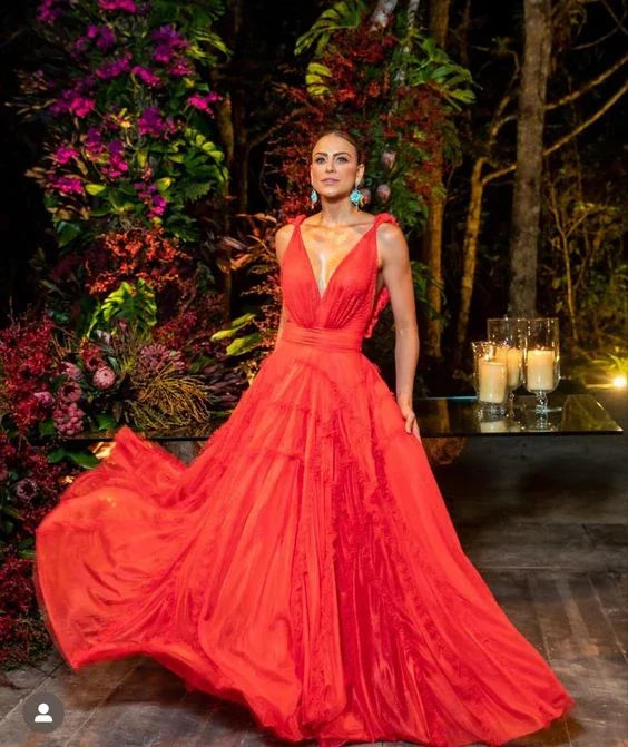 Sexy A-line Deep V Neck Evening Dress Formal Gown Y6175 by simplepromdress