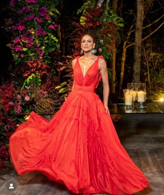 Sexy A-line Deep V Neck Evening Dress Formal Gown Y6175 by simplepromdress