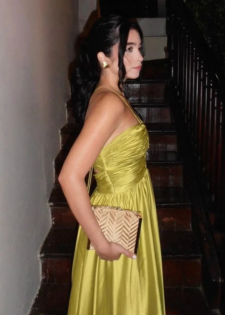 Chic Halter Green Long Satin Ruched Prom Dress Formal A Evening Dress Y8098 by simplepromdress