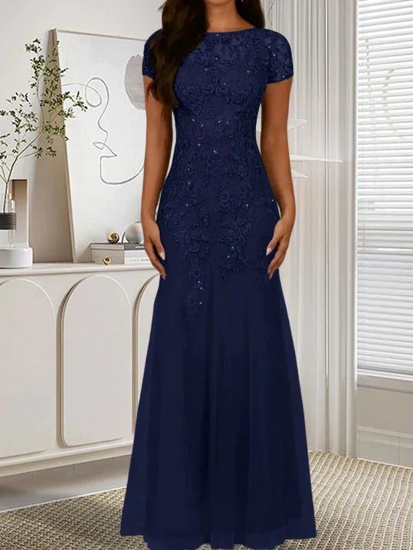 Dark Navy Mermaid Scoop Sequins Tulle Dress by Dreamylily