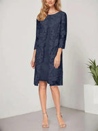 A-line Scoop Knee-Length Chiffon Lace Mother of the Bride Dress With Jacket by Dreamylily