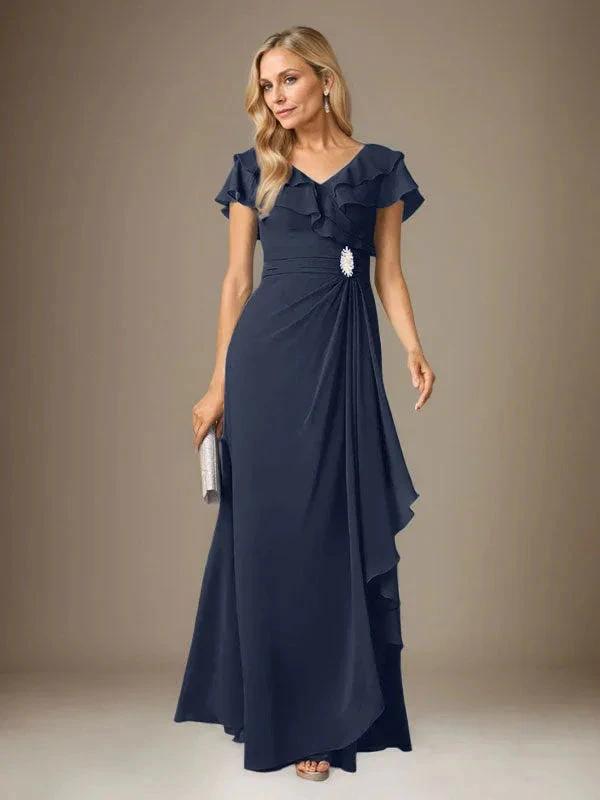 Stormy A-Line V-Neck Ruched Chiffon Dress by Dreamylily