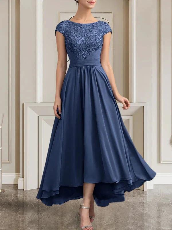 A-line Scoop Floor-Length Lace Chiffon Mother of the Bride Dress With Sequins by Dreamylily