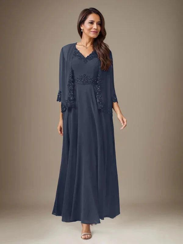 Plum A-Line Sequins Chiffon Dress by Dreamylily