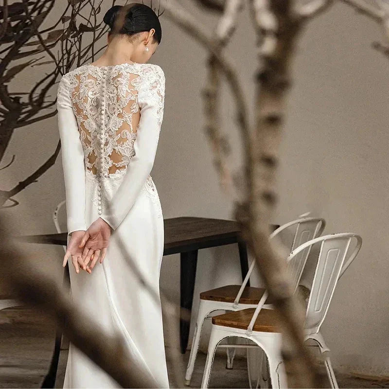New White V-neck Mermaid Lace Real Photo 2023 Satin Wedding Dress Korean Style Zipper 웨딩 드레스 Wedding Gowns by payinti