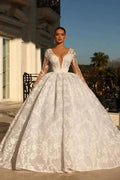 Noble sweetheart 3/4 length sleeves ball gown lace wedding dress rhinestones by misshow.com