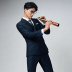 Double breasted suit men's suit British grey striped business casual suit men's formal suit slim fit groom's wedding dress by 男装