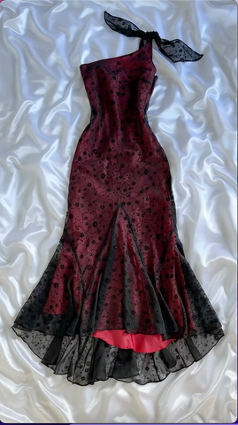 Elegant Burgundy One Shoulder Mermaid Evening Dress Formal Prom Dress Y8296