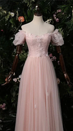 Elegant Pink Off The Shoulder Prom Dress,Pink Evening Dress Y1898 by simplepromdress