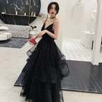 Black tulle sequins prom dress evening dress Y1021 by simplepromdress