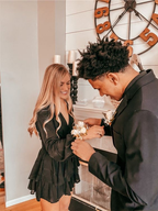 Black Long Sleeves Homecoming Dress Black Party Dress Y2259