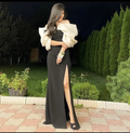 Elegant White and Black Stitching Evening Dress With Split Y5550 by simplepromdress