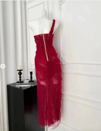 Pretty Burgundy Tulle Lace Prom Dress Evening Dress Y8506 by simplepromdress