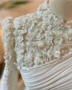 Muslim Wedding Dress Long Sleeves With Pearls Chiffon Appliques Long Pleated Bridal Gowns Y6727 by simplepromdress