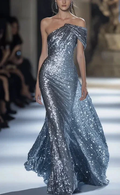 Glitter One Shoulder Sequins Mermaid Prom Dress Long Evening Dress Y8349 by simplepromdress
