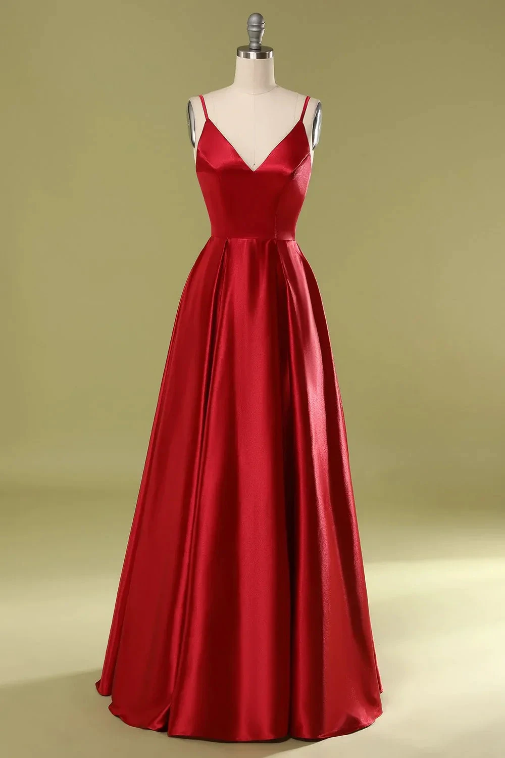 A-Line V-Neck Satin Prom Dresses Formal Evening Dresses Y806 by simplepromdress
