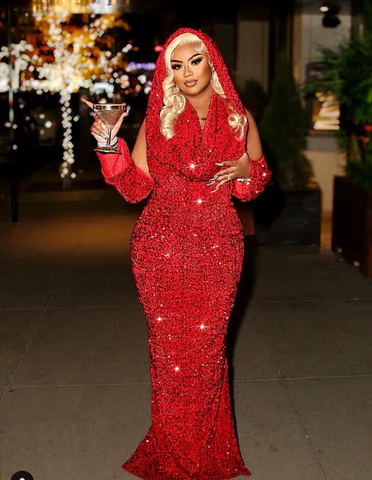 Charming Red Sequin Sheath Prom Dress Red Evening Dress Y4701
