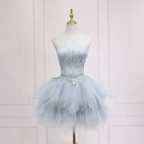 Elegant Grey Feather Short Homecoming Dress s05