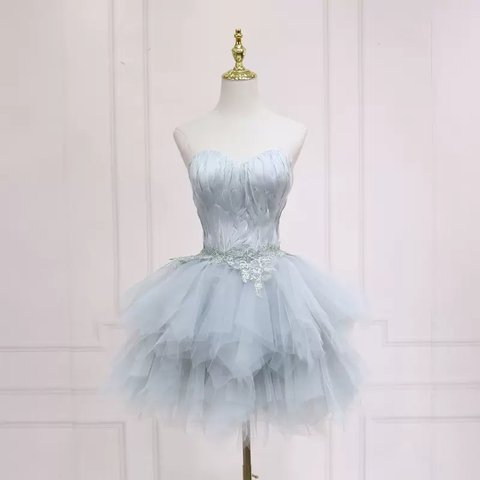 Elegant Grey Feather Short Homecoming Dress s05