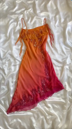 Classy Spaghetti Straps Ombre Orange Chiffon Beaded Prom Dress Evening Gown Y8304 by simplepromdress