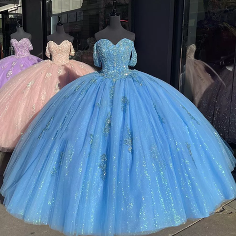 Vestido de quinceañera rosa claro con hombros descubiertos, vestido de fiesta para dulces 16 Y2731