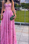 Pink Strapless Tulle Sequins Prom Dress Luxury Strapless Party Evening Gown Y8037 by simplepromdress