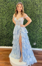 Sparkly Prom Dress with Slit Skirt, Wedding Dress,  Graduation School Party Gown Y1812