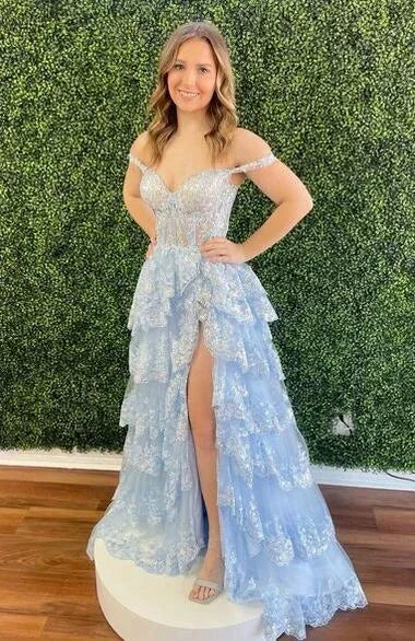 Sparkly Prom Dress with Slit Skirt, Wedding Dress, Graduation School Party Gown Y1812 by simplepromdress